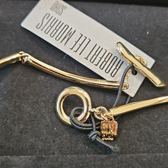 NWT Robert Lee Morris Soho Turqoise Gold Wired Pendant Choker Bibb Necklace - Picture 5 of 9